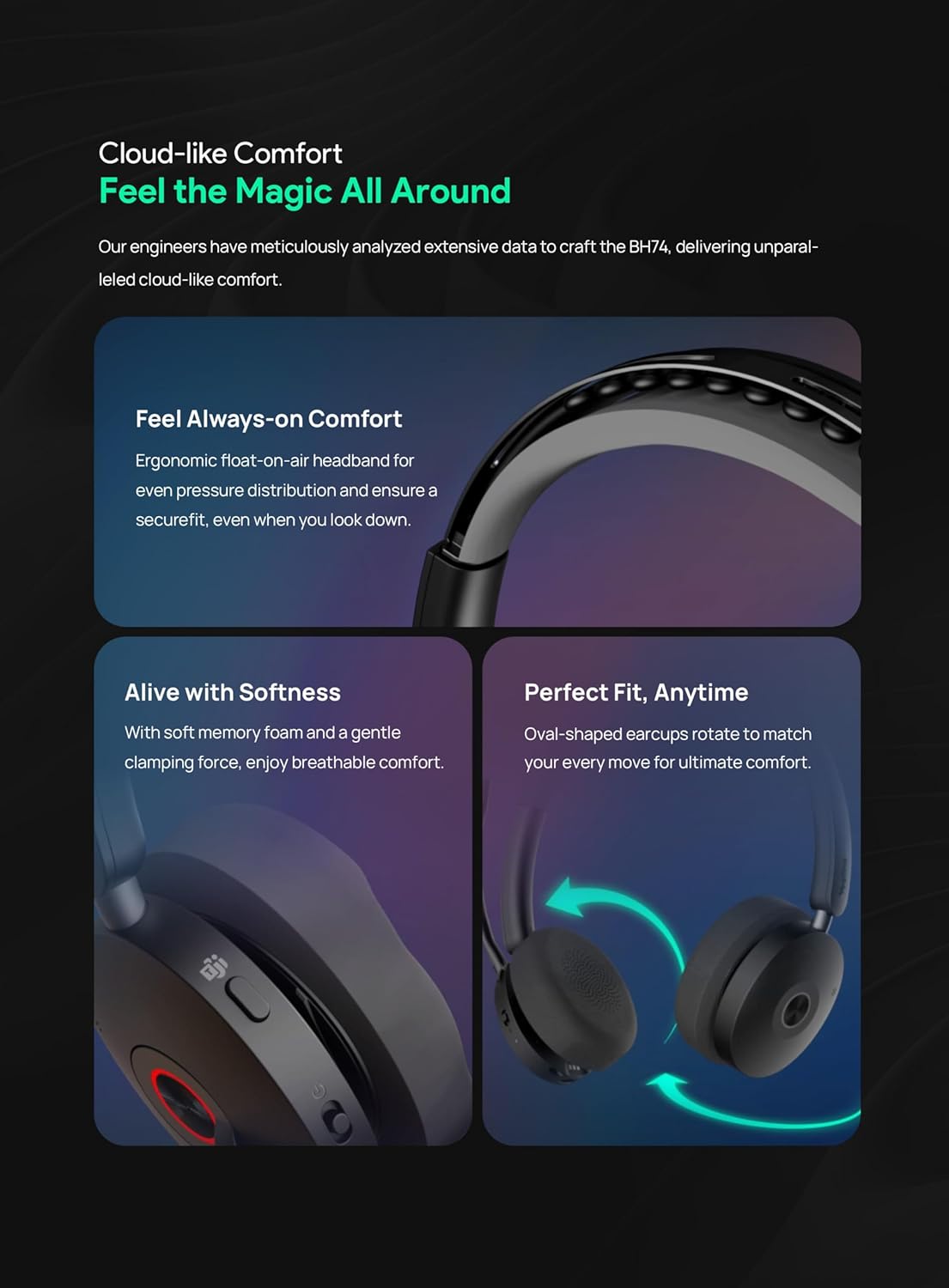 Yealink BH74 UC Wireless Headset with Charging Stand