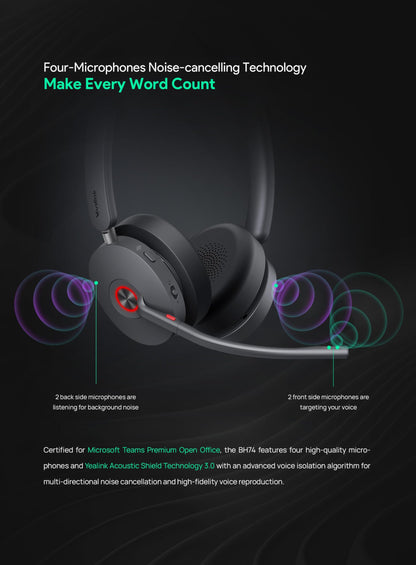 Yealink BH74 Teams Wireless Bluetooth Headset USB