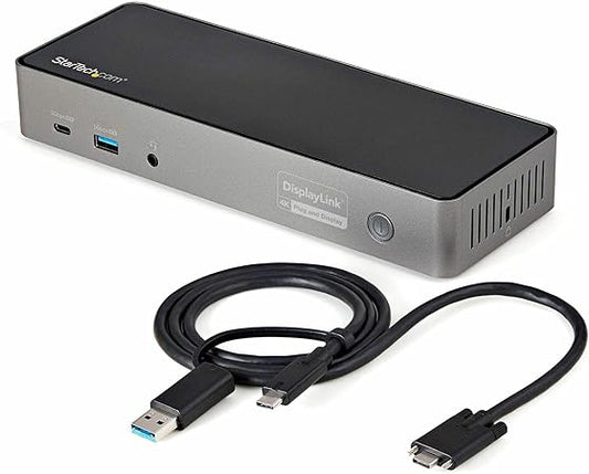 StarTech.com USB-C & USB-A Dock - Hybrid Universal Triple Monitor Laptop Docking Station w/ DisplayPort & HDMI 4K 60Hz - 85W PD, 6x USB Hub 10Gbps, GbE, Audio, TAA