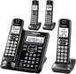 Panasonic Cordless Phone System with Answering Machine, One-Touch Call Block, Enhanced Noise Reduction, Talking Caller ID and Intercom Voice Paging - 4 Handsets - KX-TGF544B (Black)