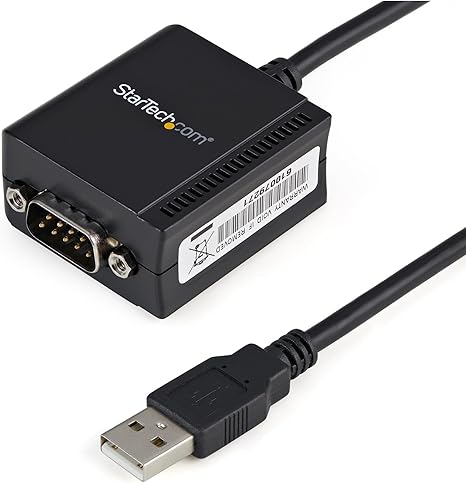 StarTech.com 6ft (1.8m) 1-Port FTDI USB to Serial RS232 Adapter Cable with COM Retention, USB to RS232 Adapter - TAA
