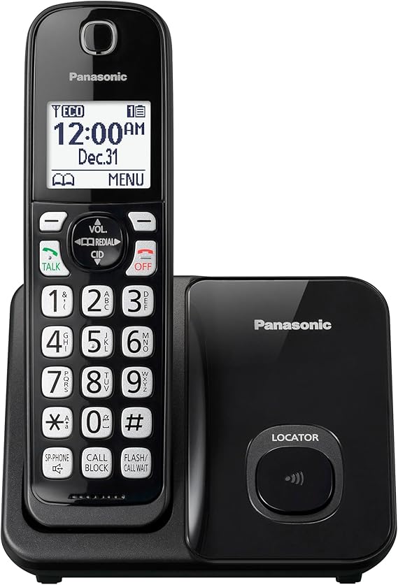 Panasonic Cordless Phone System, Expandable Home Phone with Call Blocking, Bilingual Caller ID and High-Contrast Display, 1 Handset - KX-TGD610B (Black)