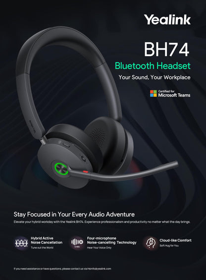 Yealink BH74 Teams Wireless Bluetooth Headset USB