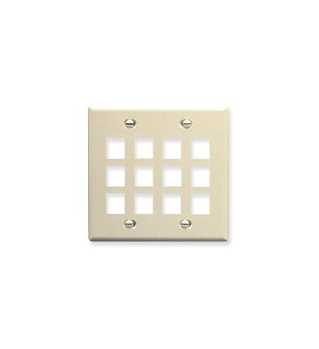 FACEPLATE, FLAT, 2-GANG, 12-PORT, ALMOND