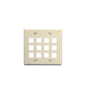 FACEPLATE, FLAT, 2-GANG, 12-PORT, ALMOND