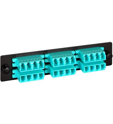 ADAPTER PANEL, 6-QUAD LC, 24F, AQUA, 10G