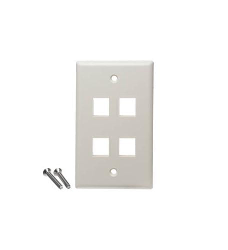 FACEPLATE, FLAT,1-GANG,4-PORT, 25PK, IV