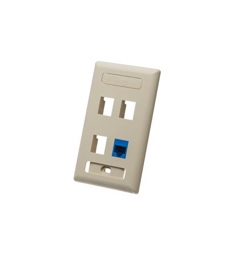 FACEPLATE, ID, 1-GANG, 4-PORT, IVORY
