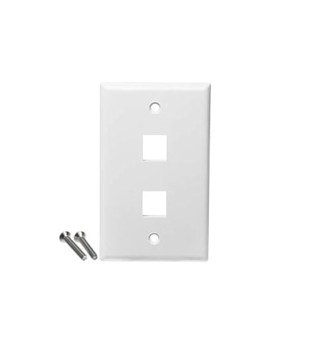 FACEPLATE, FLAT,1-GANG,2-PORT, 25PK, WH
