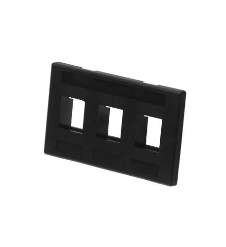 FACEPLATE, FURNITURE, 3-PORT, BLACK