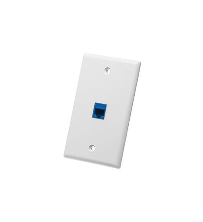 FACEPLATE, FLAT, 1-GANG, 1-PORT, WHITE