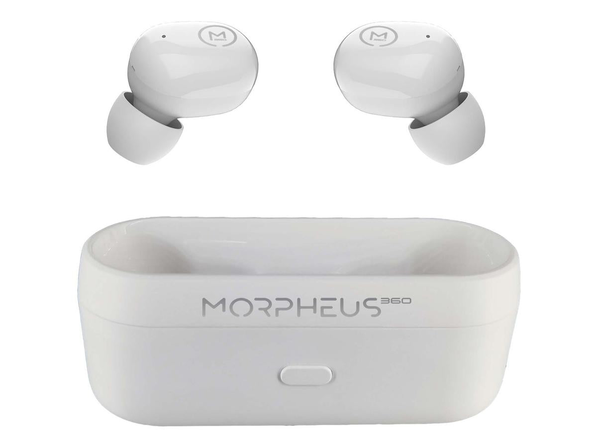 MORPHEUS 360 SPIRE TRUE WIRELESS EARBUDS BLUETOOTH IN-EAR HEADPHONES WITH MICROPHONE HIFI STEREO 20 HOUR PLAYTIME BINAURAL BLUE TW1500W