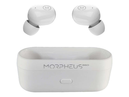 MORPHEUS 360 SPIRE TRUE WIRELESS EARBUDS BLUETOOTH IN-EAR HEADPHONES WITH MICROPHONE HIFI STEREO 20 HOUR PLAYTIME BINAURAL BLUE TW1500W