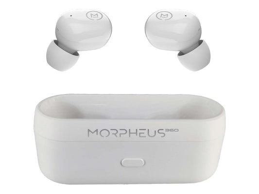 MORPHEUS 360 SPIRE TRUE WIRELESS EARBUDS BLUETOOTH IN-EAR HEADPHONES WITH MICROPHONE HIFI STEREO 20 HOUR PLAYTIME BINAURAL BLUE TW1500W