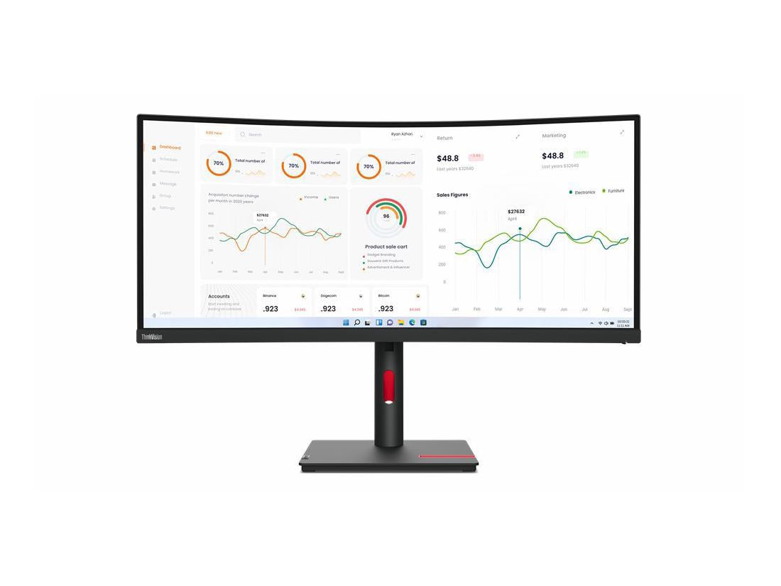 T34w-30, 34 inch WQHD Curved Docking monitor with LTS stand with phone slot