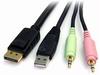 StarTech.com 6ft 4-in-1 USB DisplayPort® KVM Switch Cable w/ Audio & Microphone (DP4N1USB6) - video / USB / audio cable - 6 ft