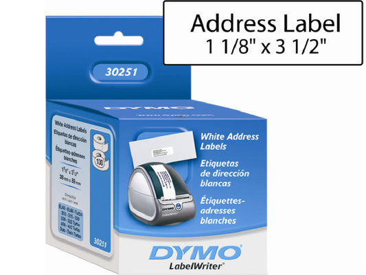 WHITE ADDRESS LABEL 1-1/8X3-1/2,260/BX