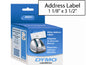 WHITE ADDRESS LABEL 1-1/8X3-1/2,260/BX