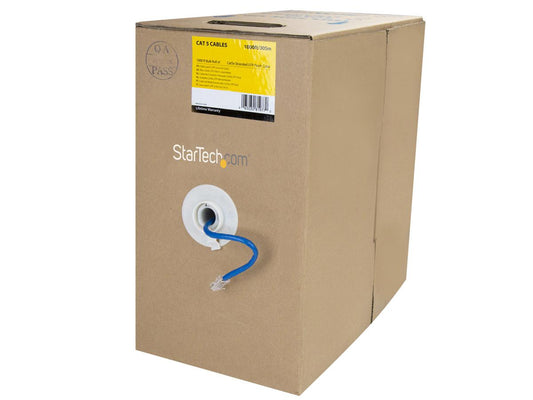 StarTech.com 1000 ft Bulk Cat 5e Ethernet Cable - Stranded - Blue - Bulk Ethernet Cable - Blue Cat 5 Wire - 1000ft (WIRRJ45BLRL) - patch cable - 1000 ft - blue