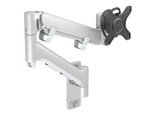 Atdec heavy duty wall mount, dynamic arm, spring assisted mount, suits flat monitor screens up to 35lbs, curved screen monitors up to 26.5lbs, silver