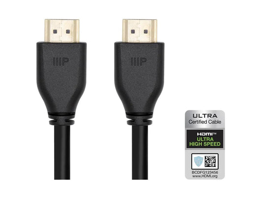 Monoprice 8K Certified Ultra High Speed HDMI Cable - HDMI 2.1 8K@60Hz 4K@120Hz 48Gbps HDR VRR CL2 In-Wall Rated 6ft Black
