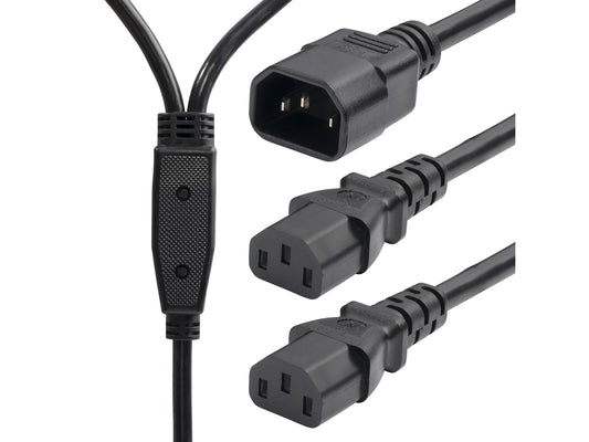 StarTech.com 6ft (1.8m) Power Cord Splitter, IEC 60320 C14 to 2x IEC 60320 C13 AC Power Cable Splitter, 10A 250V, 18AWG, Computer Power Cord Splitter, PC Power Supply Cable - UL Listed Components (8723-8600-POWER-CORD) - power splitter