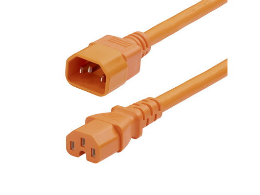StarTech.com 6ft (1.8m) Heavy Duty PDU Power Cord, IEC 60320 C14 to C15, 15A 250V, 14AWG, Orange PDU Power Cable, Heavy Gauge Power Cable - UL Listed Components (8915-460Q-POWER-CORD) - power extension cable
