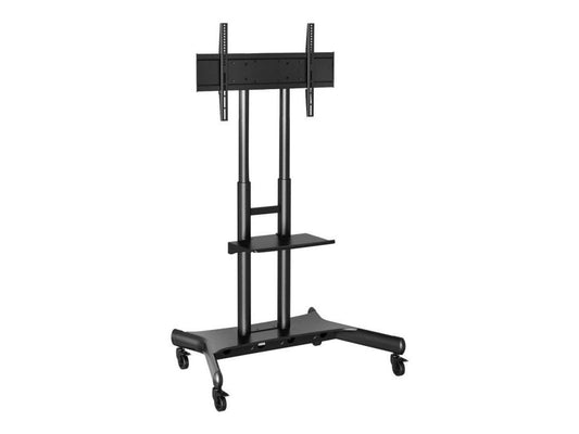 Atdec X-Large range TV/AV cart, supports displays 50 to 80" & 165 lbs, for mounting XL heavy displays, functional & economical, universal VESA, black