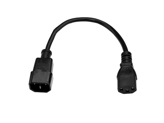 StarTech.com 1ft (0.3m) Power Extension Cord, C14 to C13, 10A 125V, 18AWG, Black Computer Power Cord Extension, Power Supply Extension Cable, IEC-320-C14 to IEC-320-C13 AC Power Cable - UL Listed