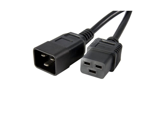 StarTech.com 3ft (1m) Power Extension Cord, IEC C19 to IEC C20, 13A 250V, 16AWG, Black Computer Power Extension Cord, AC Outlet Extension Cable for Power Supplies and Network Equipment - UL Listed - power cable - IEC 60320 C20 to IEC 60320 C19 - 3 ft