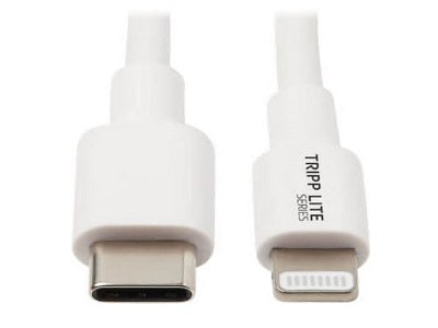 Eaton Tripp Lite Series USB-C to Lightning Sync/Charge Cable (M/M), MFi Certified, White, 3 ft. (0.9 m)
