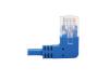 Eaton Tripp Lite Series Right-Angle Cat6 Gigabit Molded Slim UTP Ethernet Cable (RJ45 Right-Angle M to RJ45 M), Blue, 1 ft. (0.31 m)