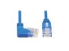 Eaton Tripp Lite Series Right-Angle Cat6 Gigabit Molded Slim UTP Ethernet Cable (RJ45 Right-Angle M to RJ45 M), Blue, 1 ft. (0.31 m)