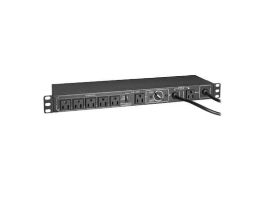 Eaton Tripp Lite Series 100-125V 12A Single-Phase Hot-Swap PDU with Manual Bypass - 6 NEMA 5-15R Outlets, 2 5-15P Inputs, 1U Rack/Wall