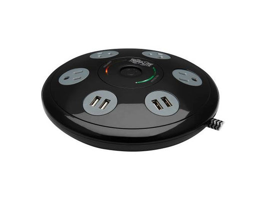 Eaton Tripp Lite Series Conference Power Surge Protector - 4 NEMA 5-15R Outlets, 4 USB-A Ports, 6-ft. (1.83 m) Cord, Black