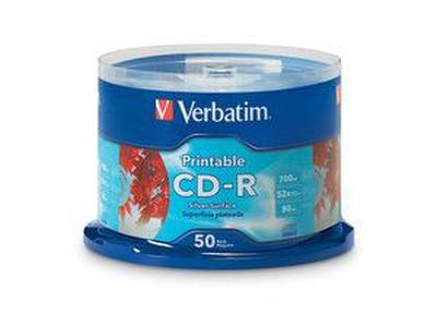 Verbatim CD-R 700MB 52X Silver Inkjet Printable - 50pk Spindle