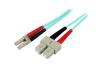 1m (3ft) LC/UPC to SC/UPC OM3 Multimode Fiber Optic Cable, Full Duplex 50/125m Zipcord Fiber Cable, 100G, Low Insertion Loss, LSZH Fiber Jumper Cord