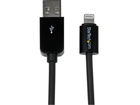 StarTech.com 1m (3ft) Black Apple 8-pin Lightning Connector to USB Cable for iPhone / iPod / iPad - Charge and Sync Cable - 1 meter (USBLT1MB) - Lightning cable - Lightning / USB - 3.3 ft