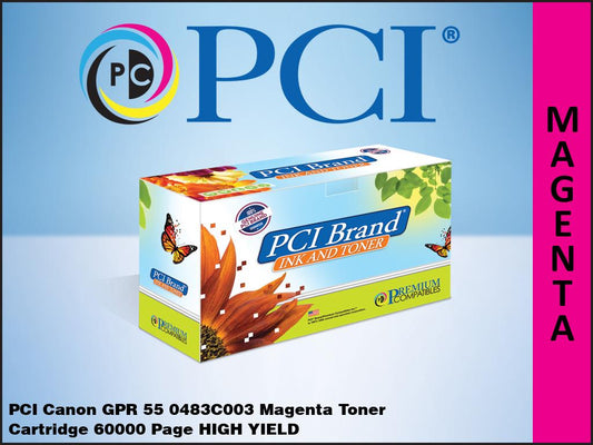 PCI Brand Canon GPR-55 (Canon GPR55) 0483C003 Magenta Toner Cartridge 60000 Page HIGH Yield, Genuine PCI Brand Replacement for Canon 0483C003AA