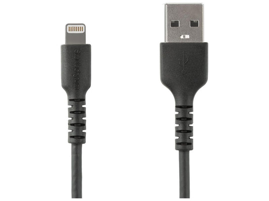 StarTech.com 6 ft(2m) Durable Black USB-A to Lightning Cable, Heavy Duty Rugged Aramid Fiber USB Type A to Lightning Charger/Sync Power Cord, Apple MFi Certified iPad/iPhone 12 Pro Max - iPhone 7/8/11/11 Pro - Lightning cable - Lightning / USB - 6.6 ft