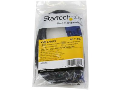 StarTech.com 3-in-1 Ultra Thin PS/2 KVM Cable - Keyboard / video / mouse (KVM) cable - PS/2, HD-15 (VGA) (M) to HD-15 (VGA) (M) - 6 ft - SVECON6 - keyboard / video / mouse (KVM) cable - 6 ft