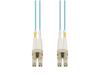 11m LC to LC Aqua OM4 Duplex OFNR (Riser-Rated) Fiber Patch Cable