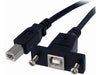 StarTech.com 1 ft Panel Mount USB Cable B to B - F/M - USB cable - USB Type B (F) to USB Type B (M) - USB 2.0 - 1 ft - molded, thumbscrews - black - USBPNLBFBM1 - USB cable - USB Type B to USB Type B - 1 ft