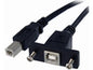 StarTech.com 1 ft Panel Mount USB Cable B to B - F/M - USB cable - USB Type B (F) to USB Type B (M) - USB 2.0 - 1 ft - molded, thumbscrews - black - USBPNLBFBM1 - USB cable - USB Type B to USB Type B - 1 ft