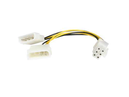StarTech.com 6in LP4 to 6 Pin PCI Express Video Card Power Cable Adapter - Power adapter - 4 pin internal power (M) to 6 pin PCIe power (M) - 6 in - LP4PCIEXADAP - power adapter - 4 pin internal power to 6 pin PCIe power - 6 in