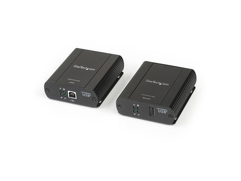 StarTech.com USB 2.0 Extender over Cat5/Cat5e/Cat6 Ethernet Cable (RJ45), 330ft/100m Industrial USB Extender Adapter Kit w/ ESD Protection & Metal Case, Externally Powered, 480 Mbps - Power/Link/Activity LEDs (USB2001EXT2NA) - USB extender - USB 2.0
