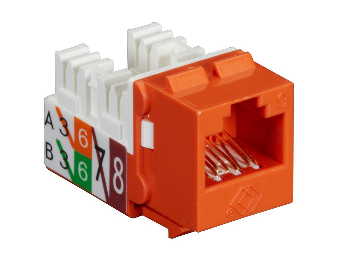 CAT6 Keystone Jack - Unshielded, 110 Punchdown Type, TAA, Orange