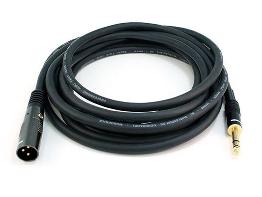 XLR M TO 1/4INCH TRS M 16AWG CABLE15FT