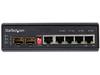 StarTech.com Industrial 6 Port Gigabit Ethernet Switch, 4 PoE RJ45 +2 SFP Slots 30W PoE+ 12-48VDC 10/100/1000 Rugged Power Over Ethernet LAN Switch -40C to 75C, DIN Mountable, Hardened - Fast Ethernet Switch (IES1G52UP12V) - switch - 6 ports