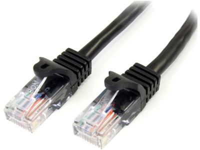 StarTech.com 100ft Black Cat5e Snagless RJ45 UTP Patch Cable - 100 ft Patch Cord - Ethernet Patch Cable - RJ45 Male to Male Cat 5e Cable (45PATCH100BK) - patch cable - 100 ft - black
